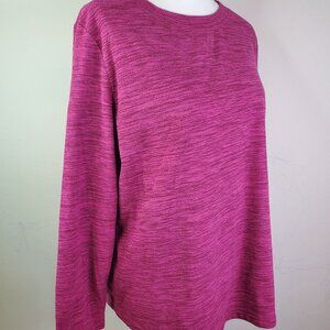Karen Scott Womens Magenta Fleece Marled Sweatshirt PXL